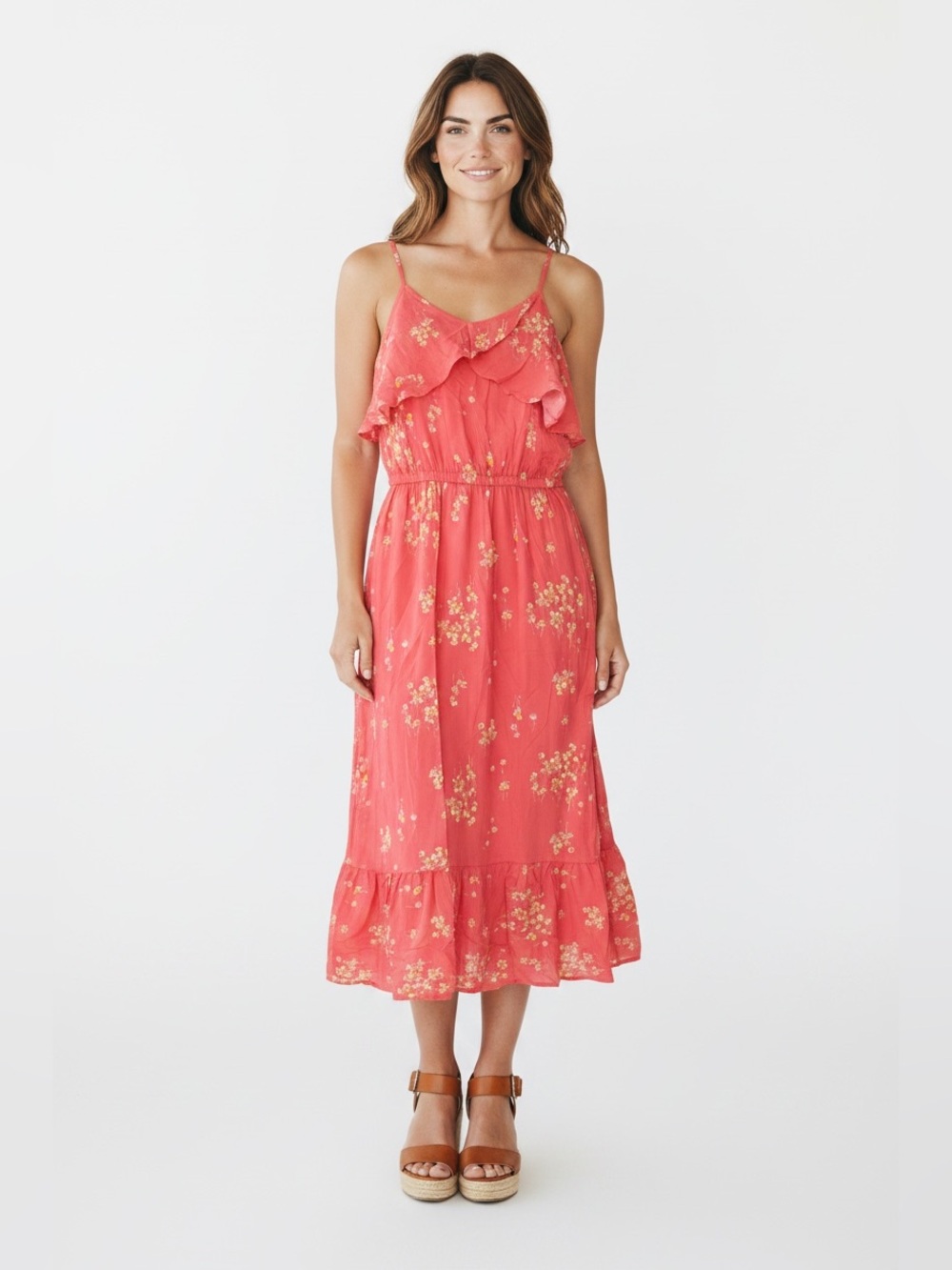 Peyton & Parker NWT Women’s Coral/Peach Sam Floral Maxi Dress Size Medium